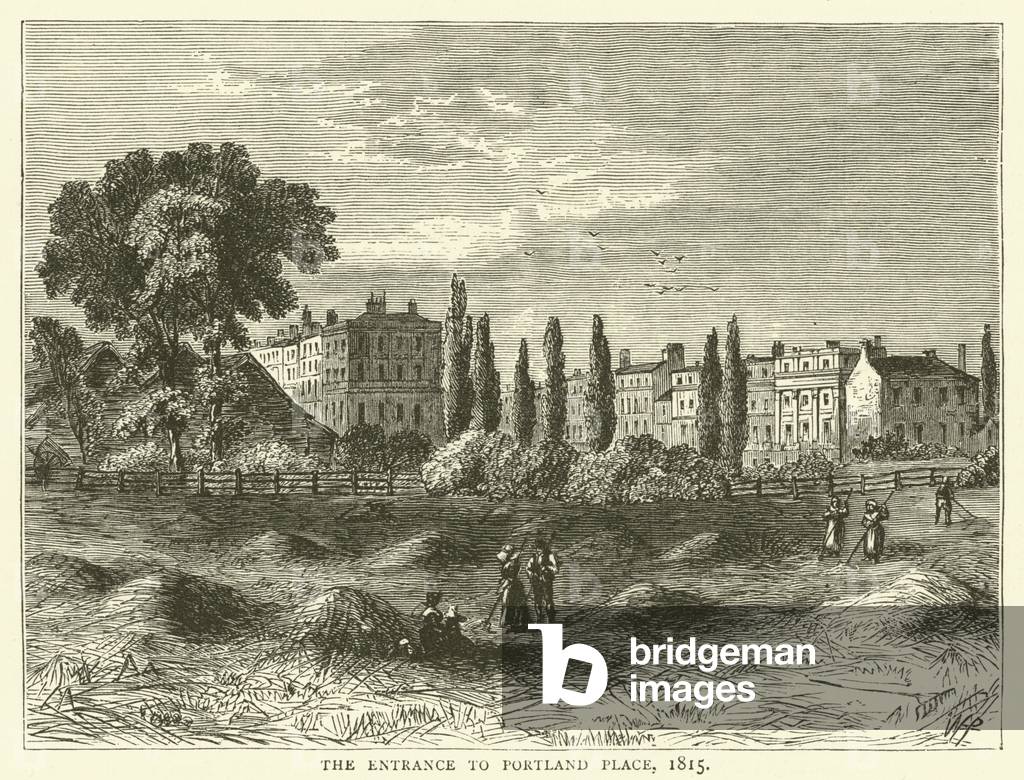 The entrance to Portland Place, 1815 (engraving)