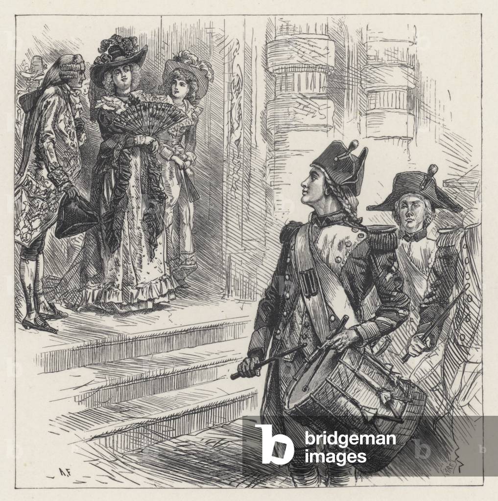 Yes, I drummed for the fair Antoinette (engraving)