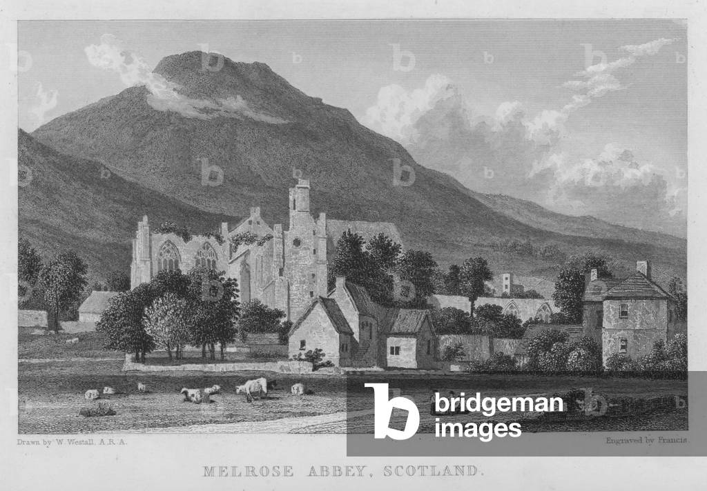 Melrose Abbey, Scotland (engraving)