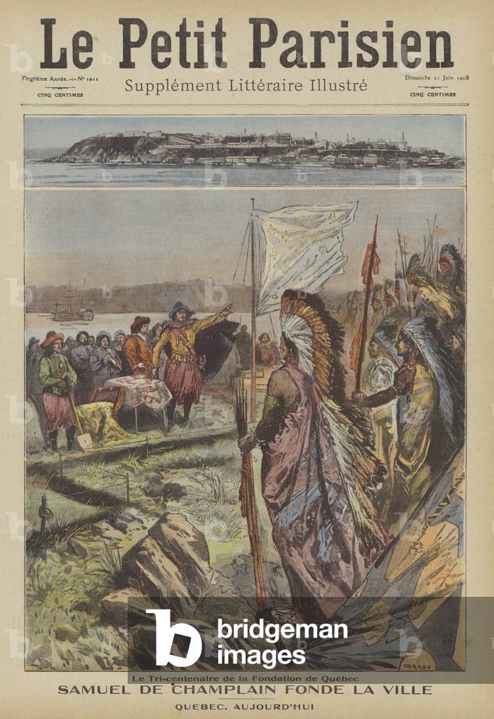 Tercentenary of the founding of the city of Quebec by Samuel de Champlain (colour litho)