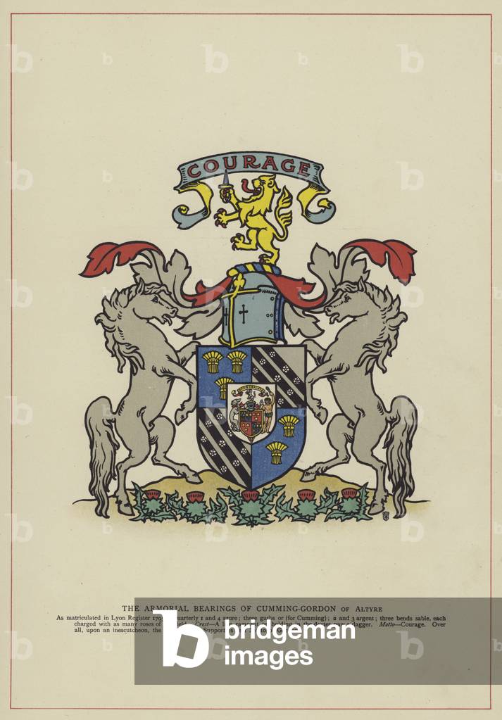 The Armorial Bearings of Cumming-Gordon of Altyre (colour litho)