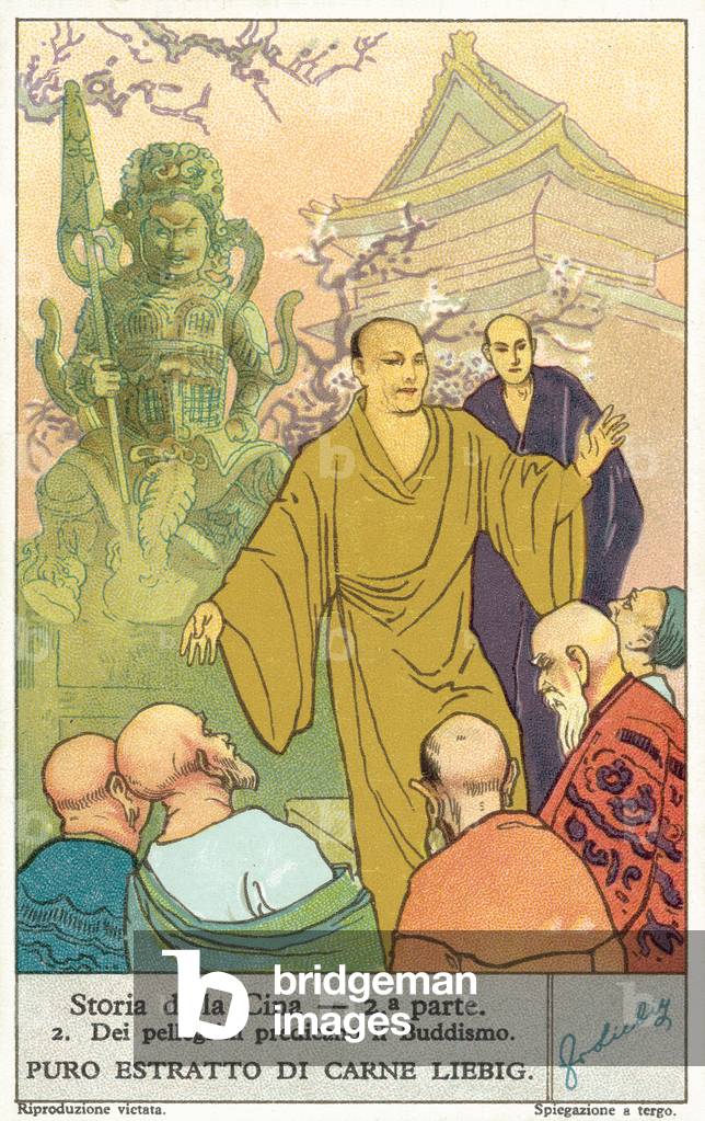 Pilgrims preaching Buddhism (chromolitho)