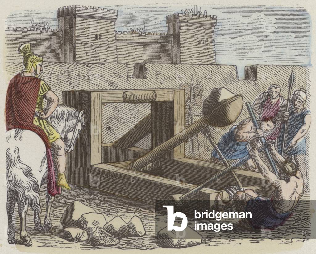 Roman siege catapult (coloured engraving)