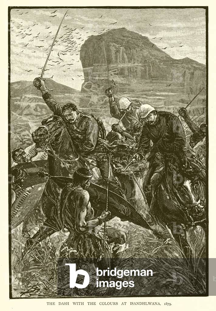 The Dash with the Colours at Isandhlwana, 1879 (engraving)