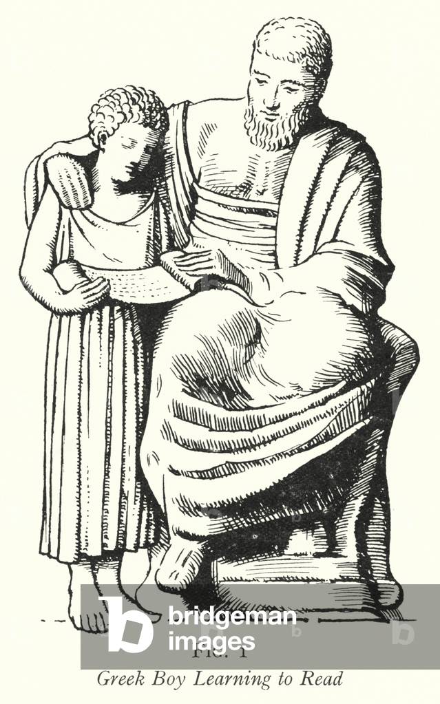 Greek Boy Learning to Read (litho)
