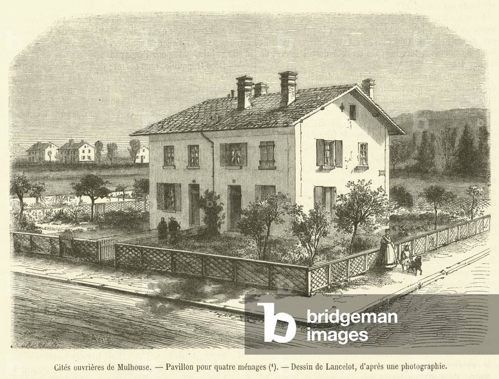 Cites ouvrieres de Mulhouse, Pavillon pour quatre menages (engraving)