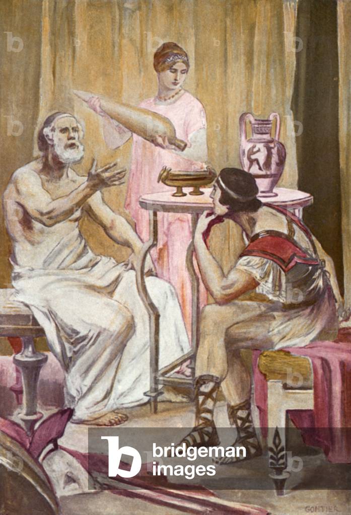 Illustration for the Iliad by Homer (colour litho)