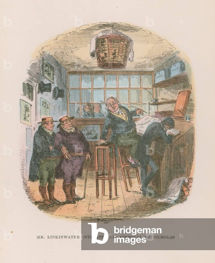 Illustration for Nicholas Nickleby (colour litho)