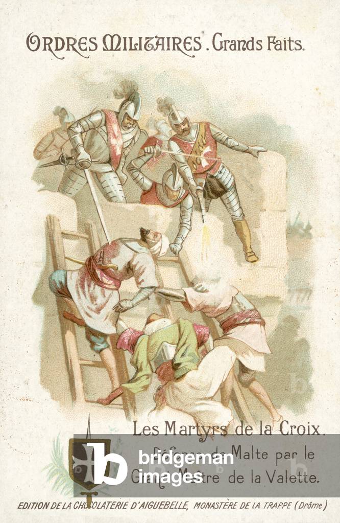 The defence of Malta by Jean Parisot de Valette, Grand Master of the Order of Malta, 1565 (chromolitho)
