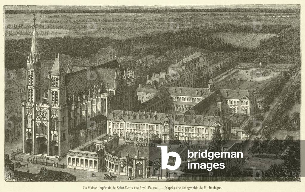 La Maison imperiale de Saint-Denis vue a vol d'oiseau (engraving)