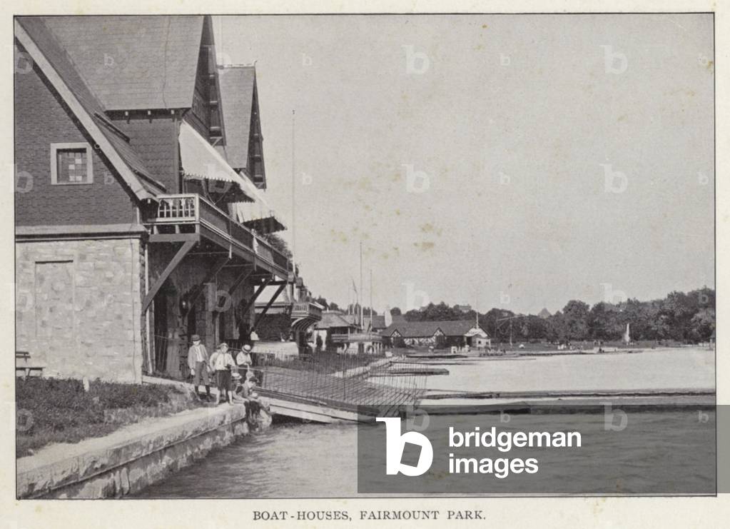 Philadelphia: Boat-Houses, Fairmount Park (b/w photo)