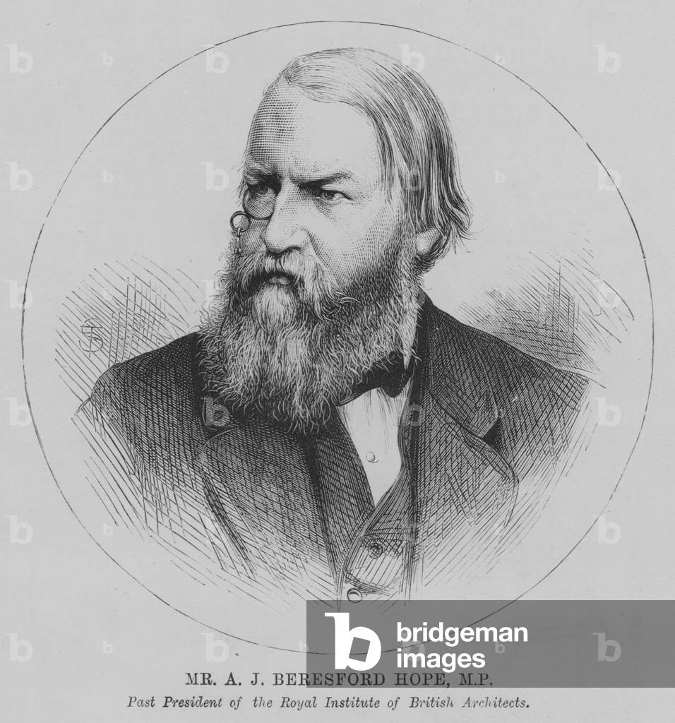 Mr A J Beresford Hope, MP, Post President of the Royal Institute of British Architects (engraving)