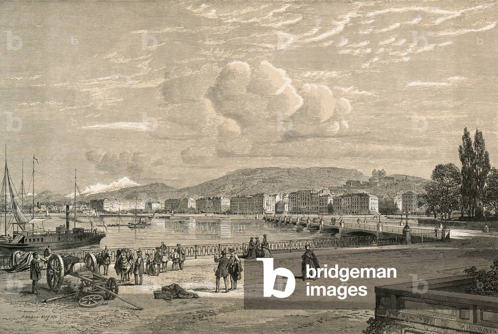 Geneva, from the Quai du Mont Blanc (engraving)