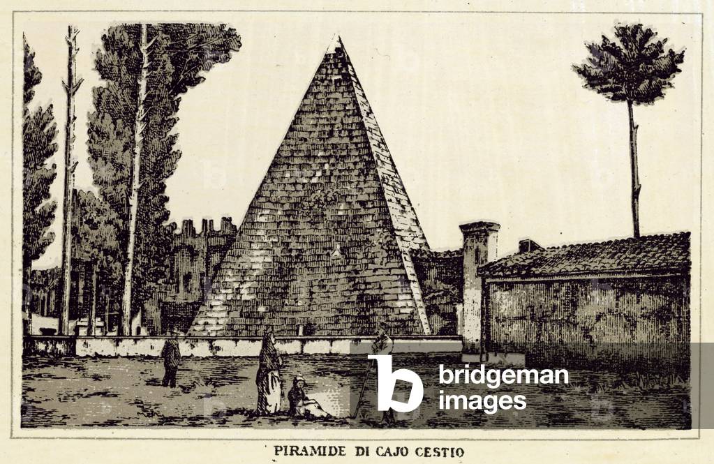 Roma: Piramide Di Cajo Cestio (litho)