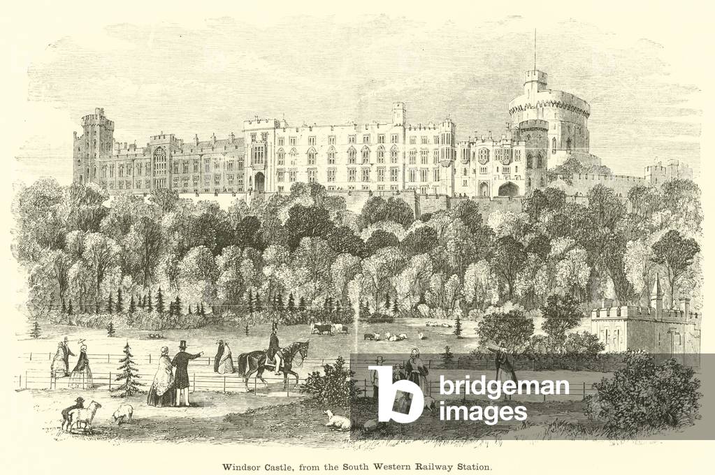 Windsor Castle, from the South Western Railway Station (engraving)