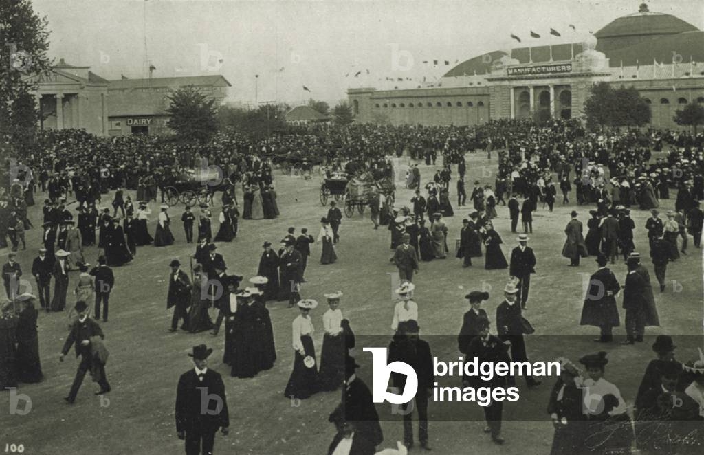 Toronto: The Grand Plaza, Exhibition Park, Looking towards the Dairy and Manufacturers' Buildings (b/w photo)