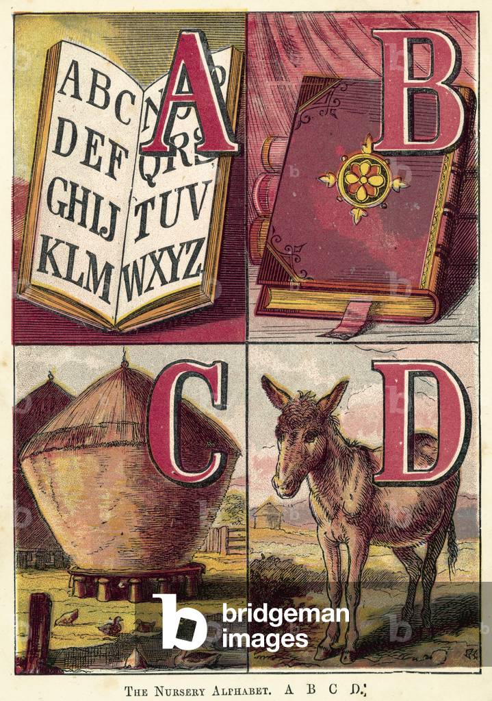 The Nursery Alphabet, A, B, C, D (coloured engraving)