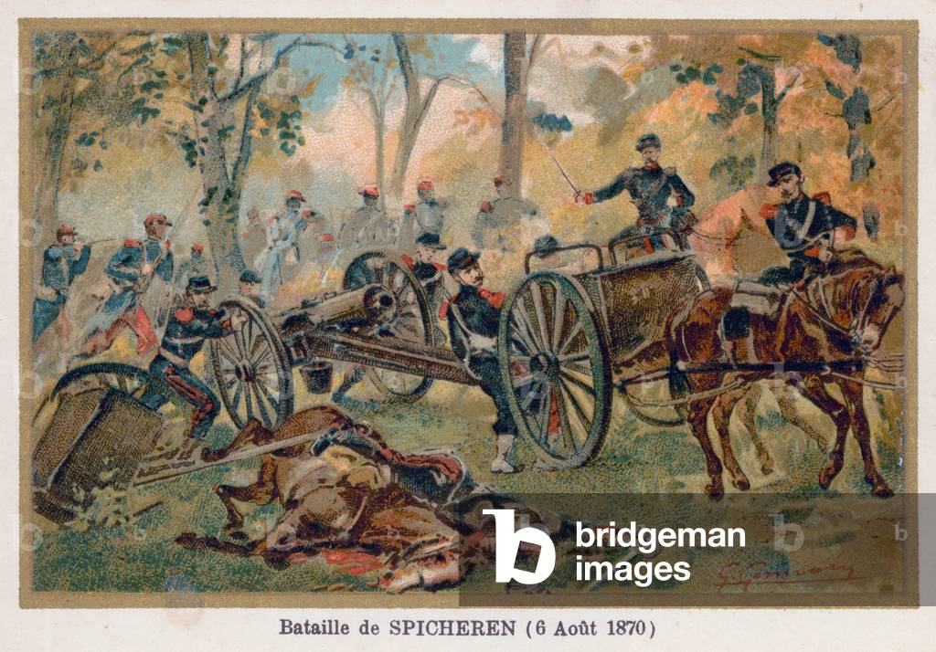 Battle of Spicheren, Defence of Stiring (chromolitho)
