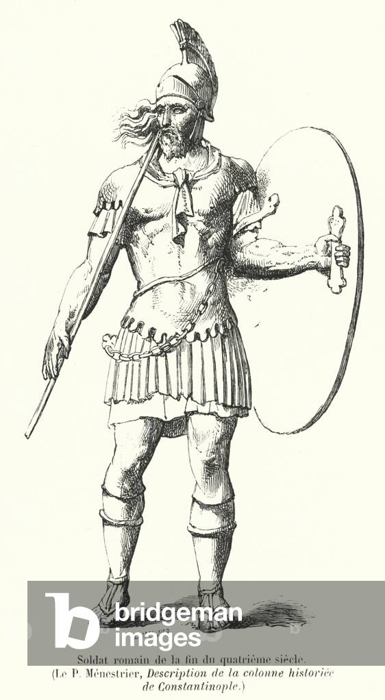 Soldat romain de la fin du quatrieme siecle (engraving)