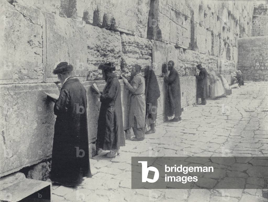 Wailing-Place of the Jews, Jerusalem, Palestine (b/w photo)