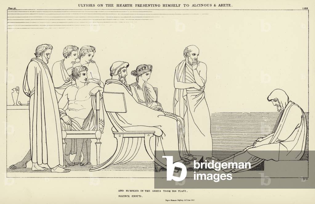 Ulysses on the Hearth presenting himself to Alcinous and Arete (engraving)