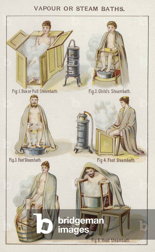 Vapour or Steam Baths (colour litho)
