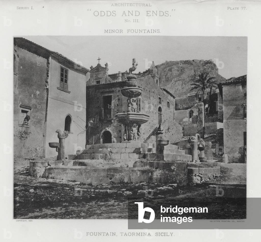 Fountain, Taormina, Sicily (b/w photo)