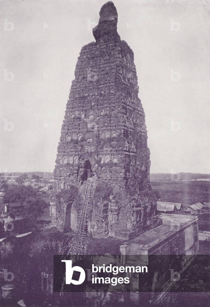 The Old Tower, Buddh Gaya, before Restoration (b/w photo)