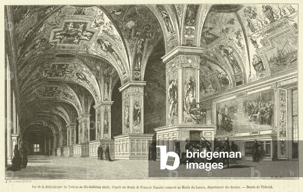 Vue de la Bibliotheque du Vatican au dix-huitieme siecle (engraving)