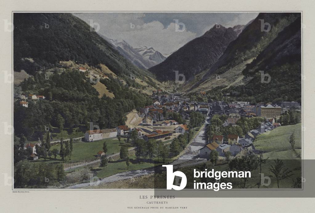 The Pyrenees: general view of Cauterets from the Mamelon Vert (colour photo)