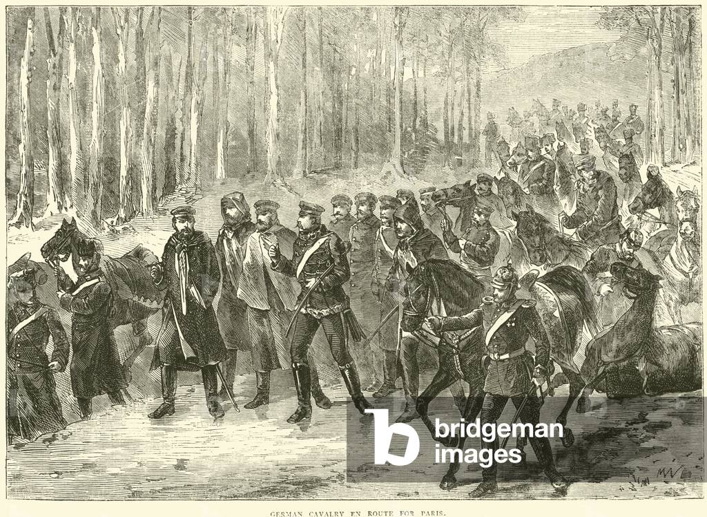 German cavalry en route for Paris, October 1870 (engraving)