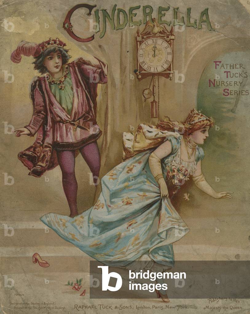 Cinderella running from the ball at midnight (chromolitho)