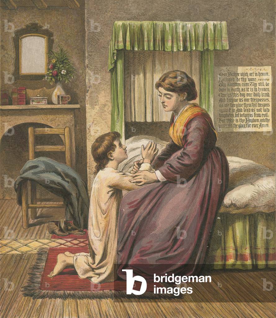 Ragazzo pregando con sua madre