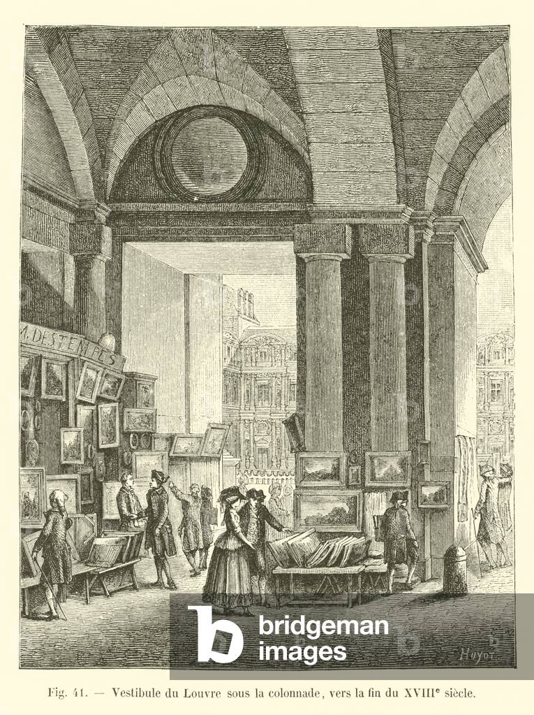 Vestibule du Louvre sous la colonnade, vers la fin du XVIIIe siecle (engraving)