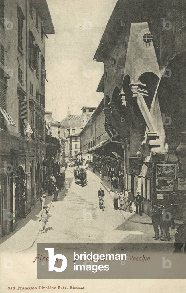 Florence, Italy, Ponte Vecchio (b/w photo)
