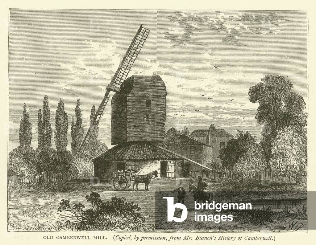 Old Camberwell Mill, copied by permission, from Mr Blanch's History of Camberwell (engraving)