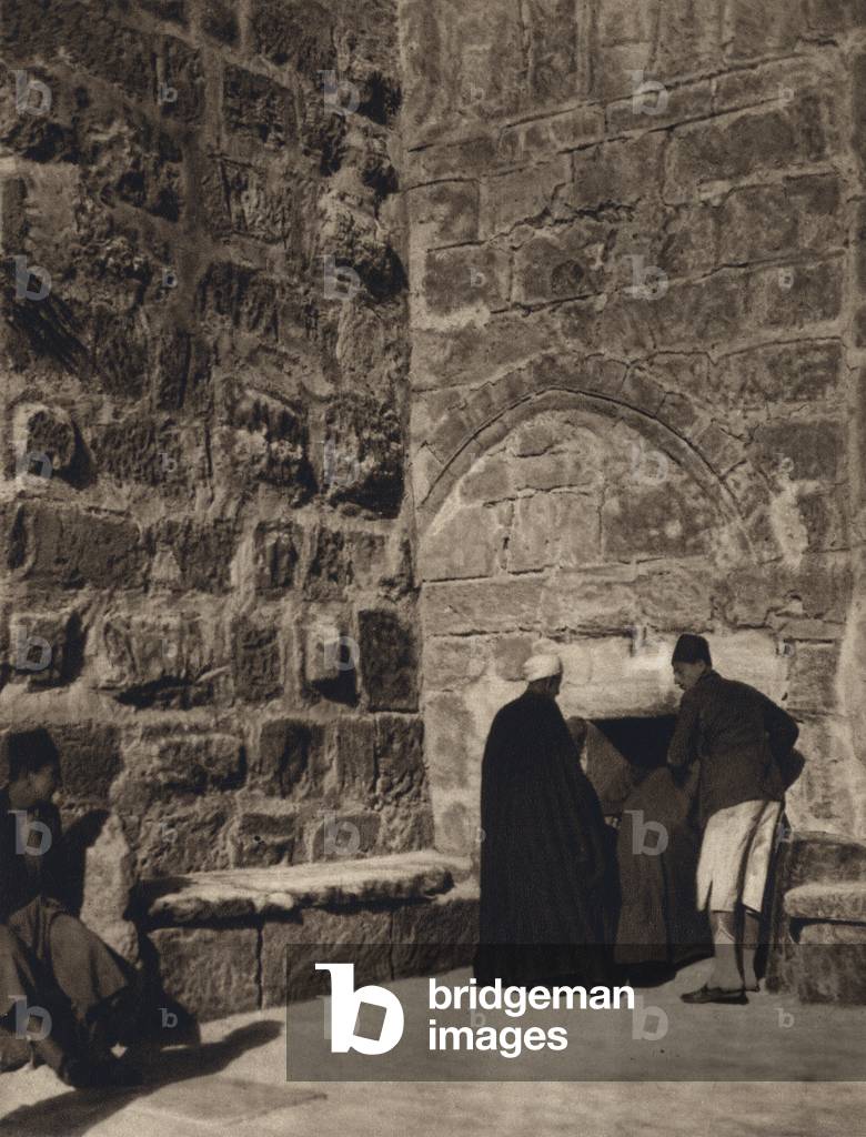 Bethlehem, Main Entrance of the Church of the Nativity (b/w photo)