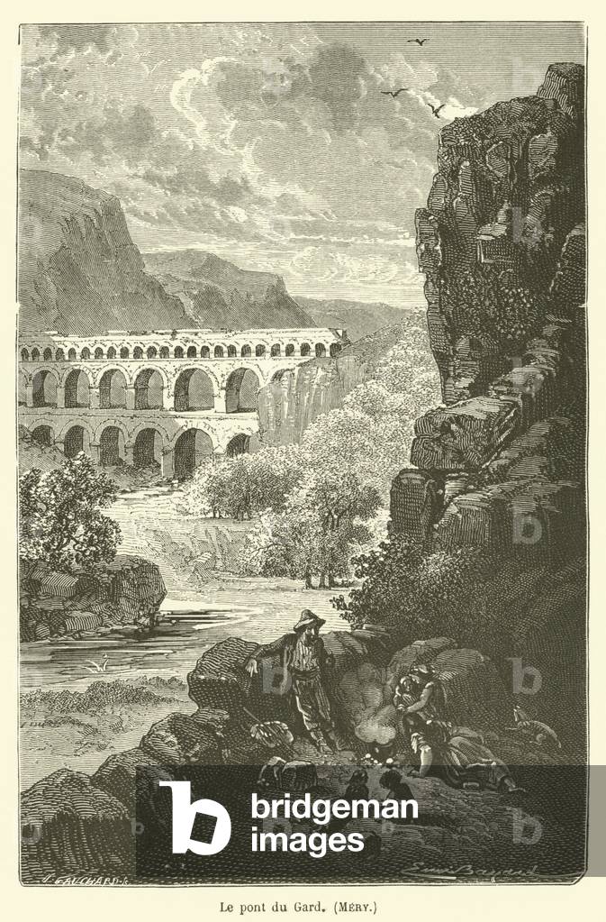 Le pont du Gard, Mery (engraving)