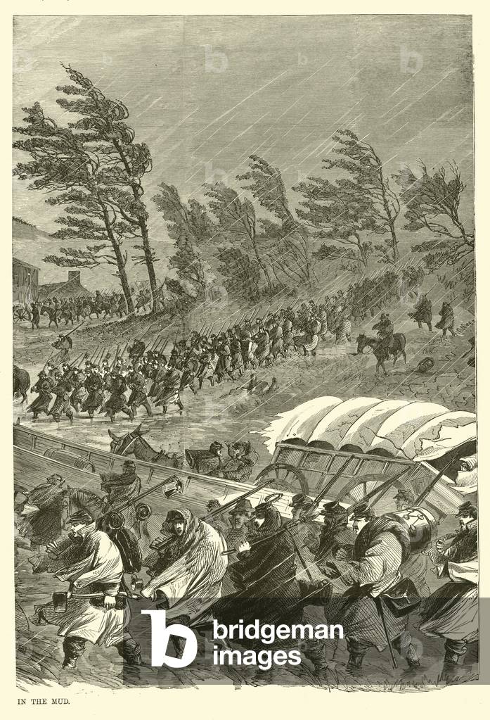 The campaign in the mud, January 1863 (engraving)
