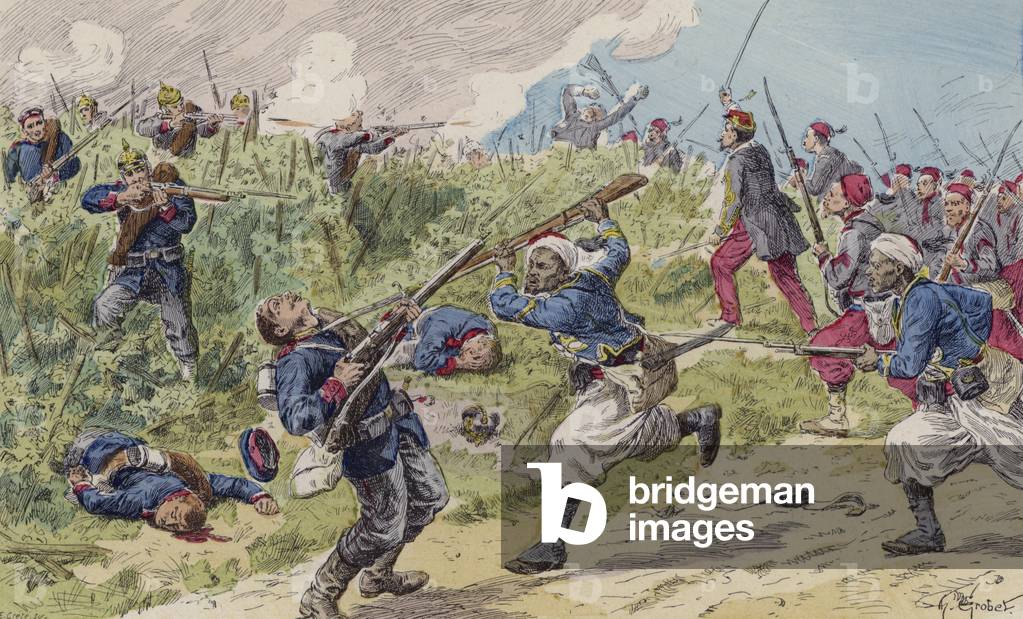 Battle of Woerth, Franco-Prussian War, 1870 (colour litho)