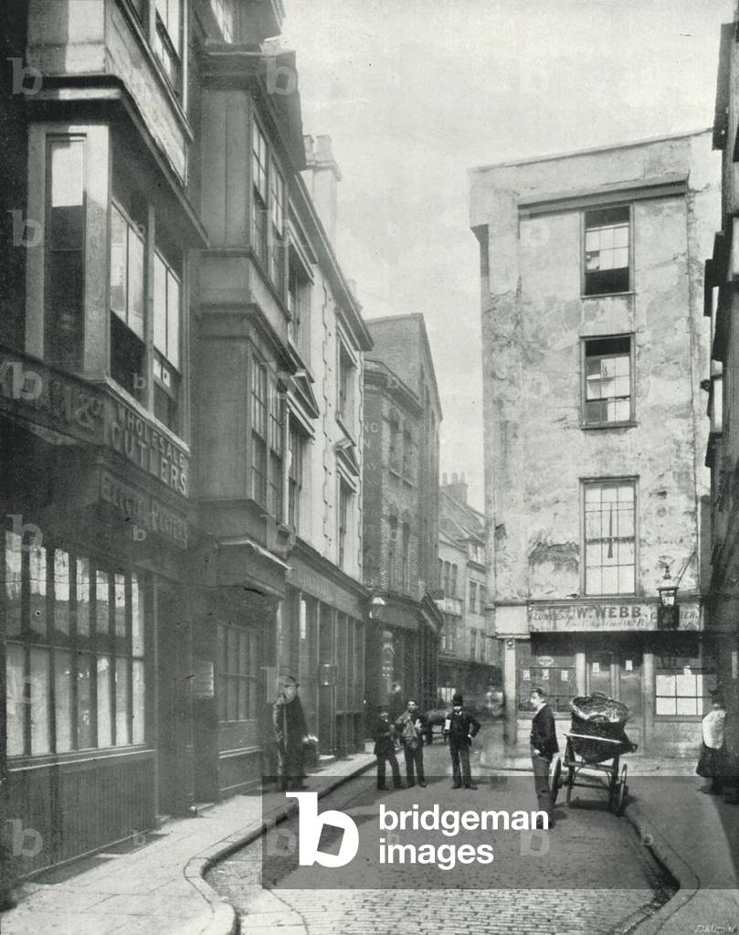 Cloth Fair, a Quaint Bit of Old London (b/w photo)
