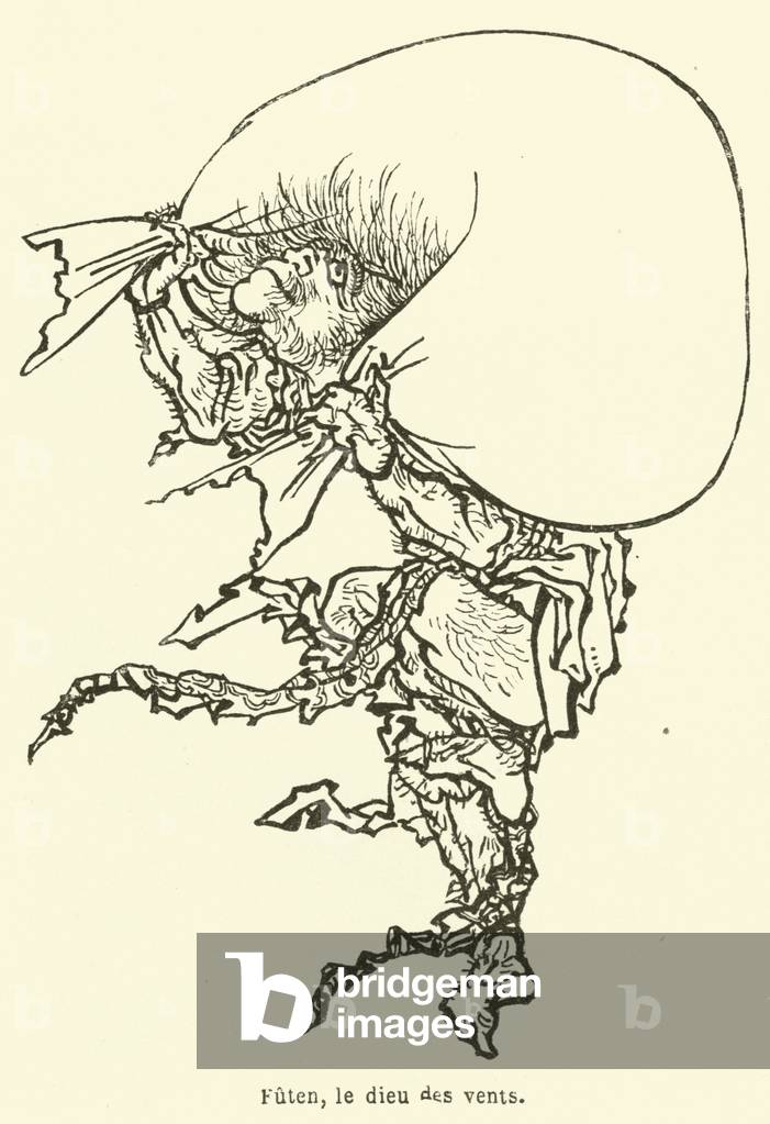 Futen, le dieu des vents (engraving)