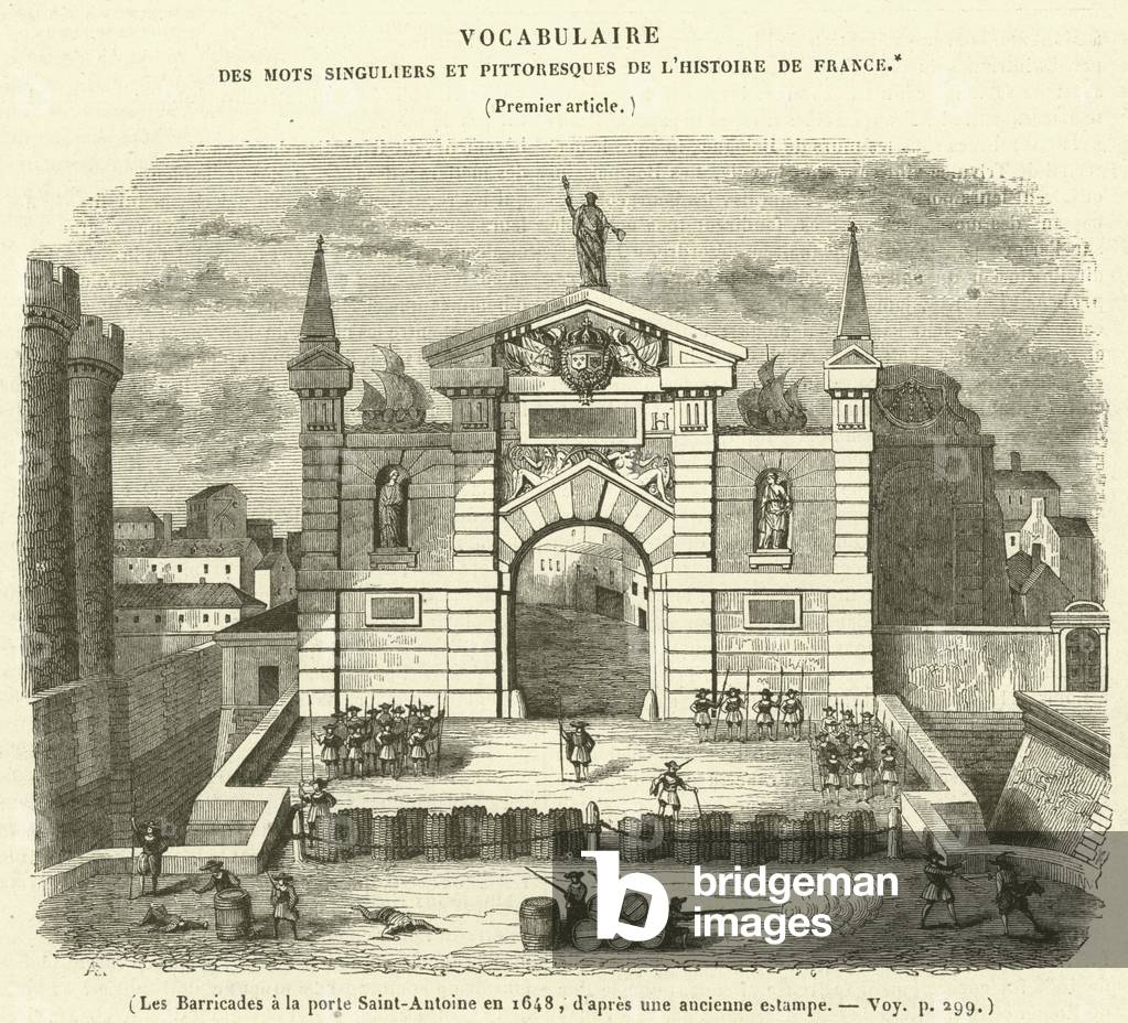 Les Barricades a la porte Saint-Antoine en 1648 (engraving)