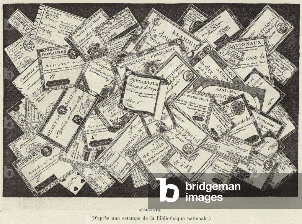 Assignats. Assignats, currency of the French Revolution (engraving)