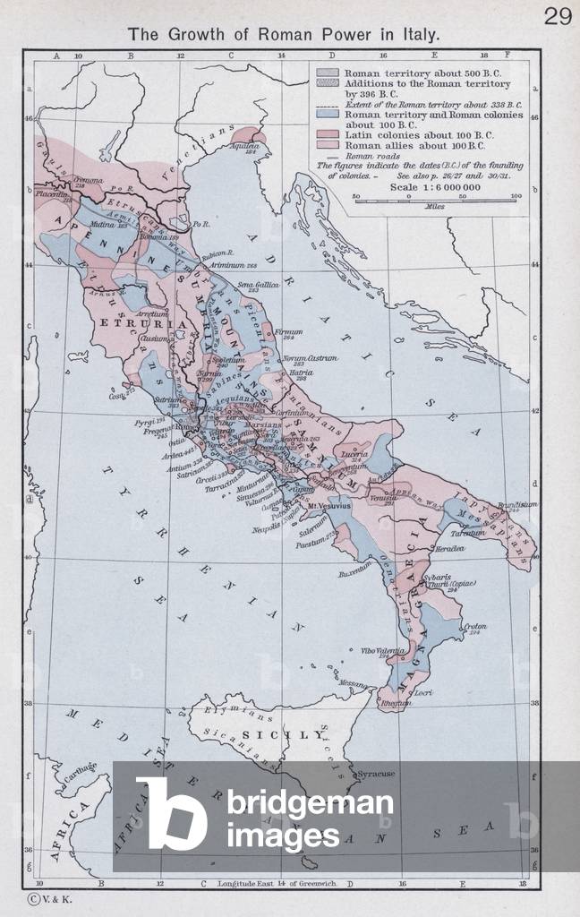 The Growth of Roman Power in Italy (colour litho)