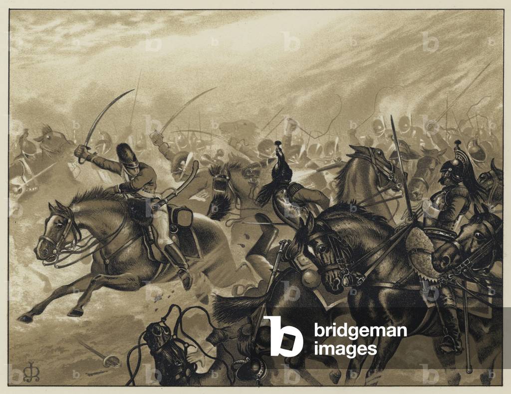 Captain Norman Ramsay and his Battery of Horse Artillery at Fuentes D'Onoro, 5 May 1811 (litho)