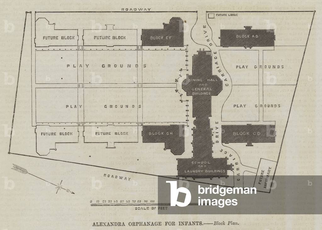 Alexandra Orphanage for Infants, Block Plan (engraving)