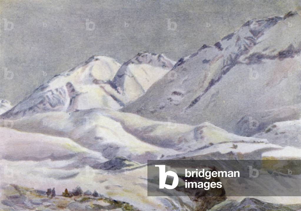 Sierra Navarro, from Hotel Puente del Inca (colour litho)