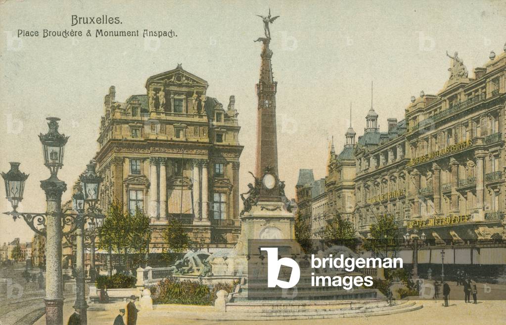 Anspach Monument, Brouckere Place (colour photo)