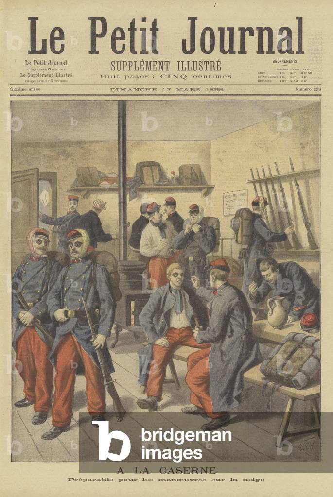 French soldiers in their barracks (colour litho)